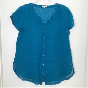 Eileen Fisher Linen sz M Gauze A-line Button Tunic